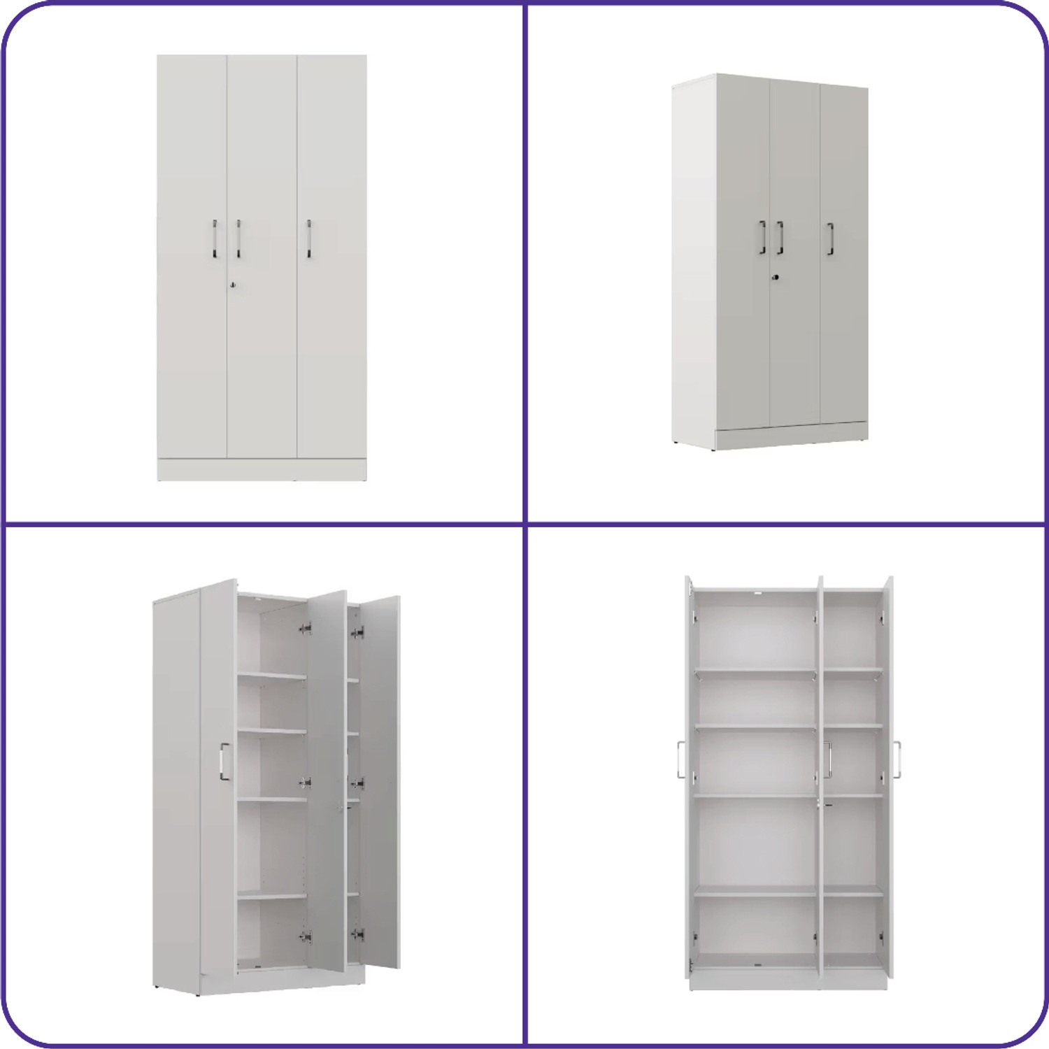 Image of Wakefit Twill Engineered Wood 3 Door Wardrobe