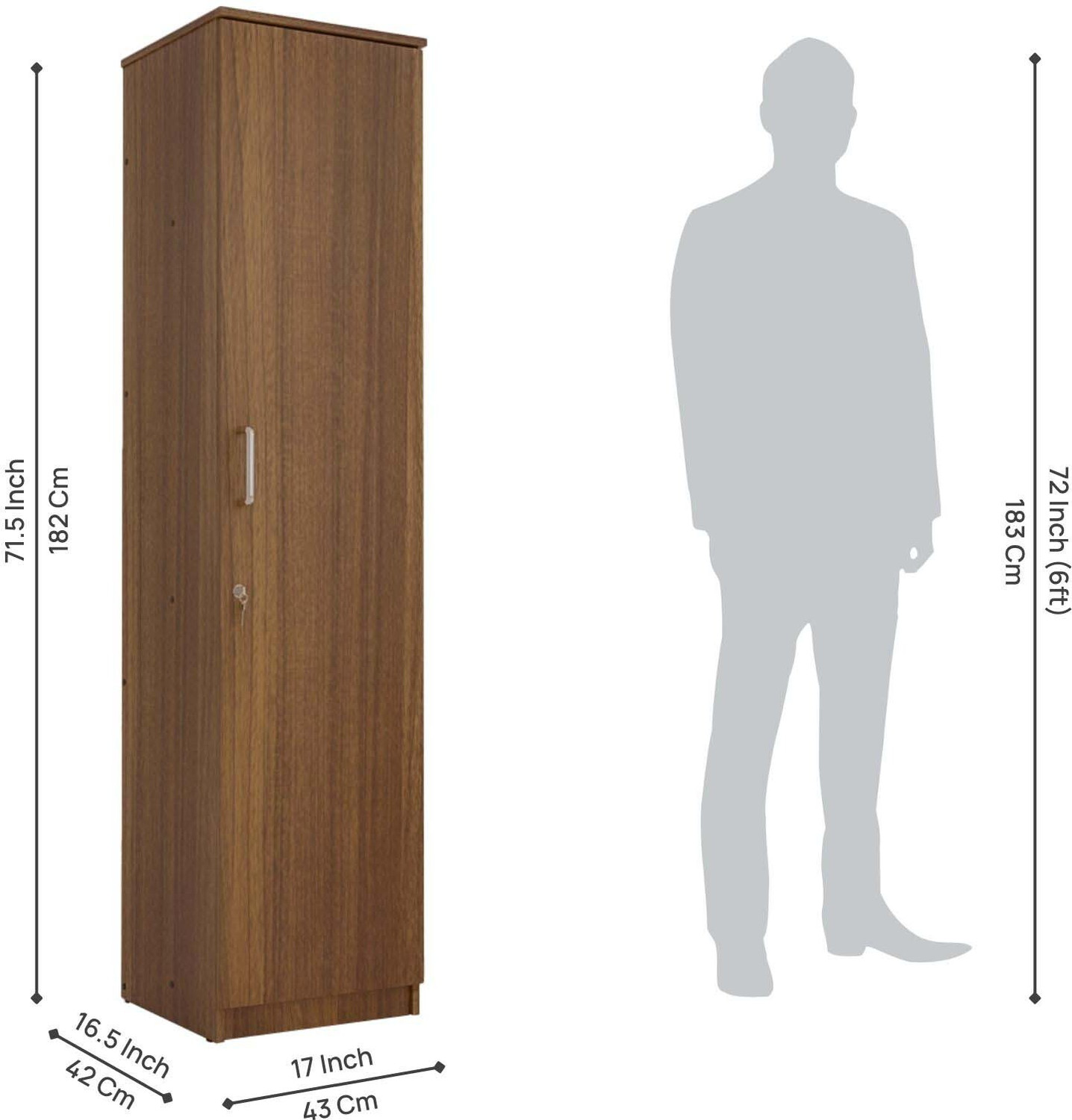 Image of neuspace Uno Engineered Wood 1 Door Wardrobe