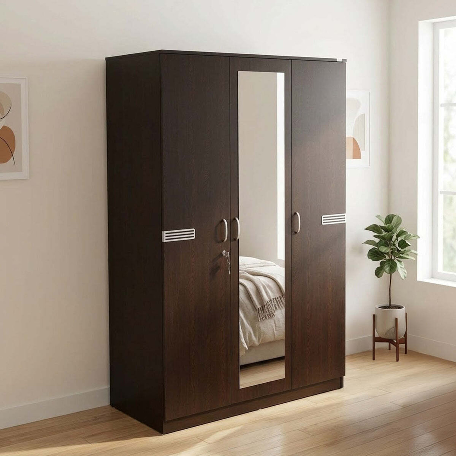 Image of Nilkamal Riva Engineered Wood 3 Door Wardrobe