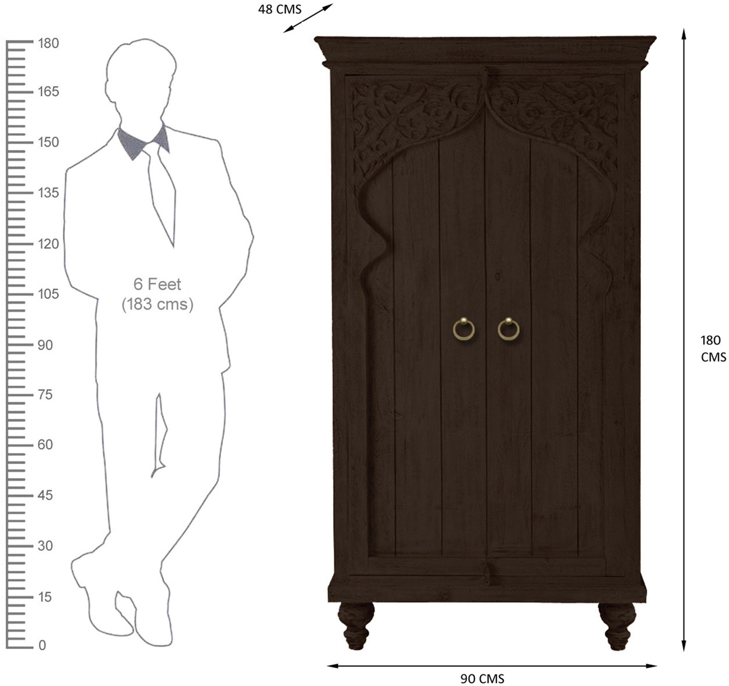 Image of THE ATTIC Solid Wood 2 Door Wardrobe
