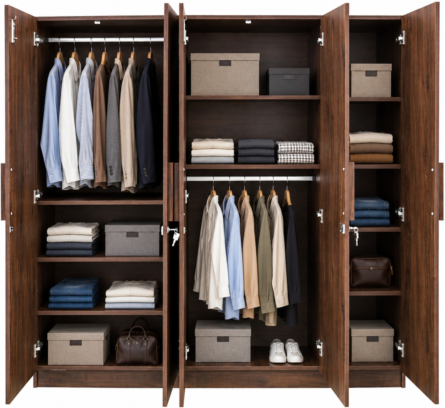 Image of Trevi Mustang | BIS Certified | 3 Years Warranty | Premium Storage Wardrobe Engineered Wood 5 Door Wardrobe
