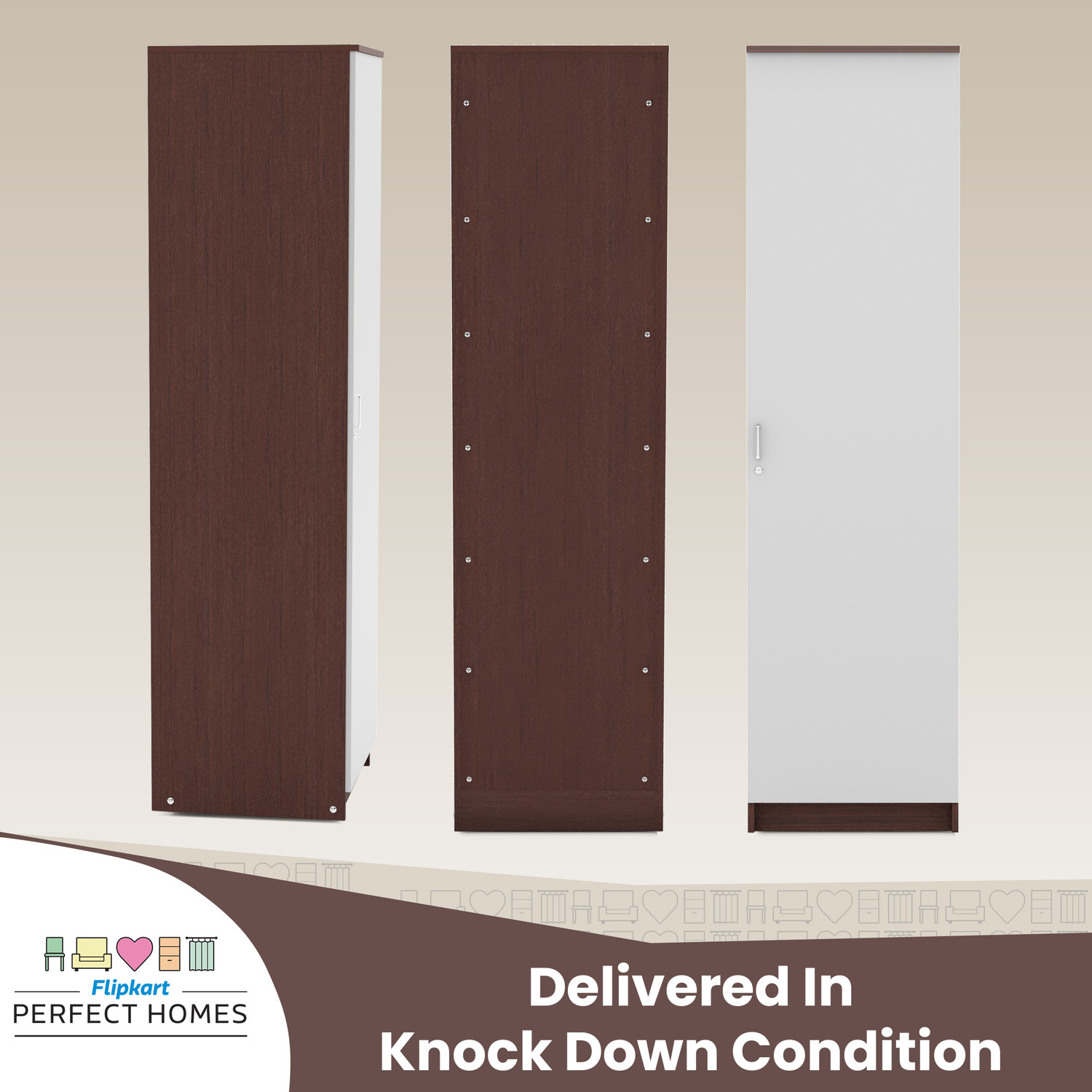 Image of Flipkart Perfect Homes Julian Engineered Wood 1 Door Wardrobe
