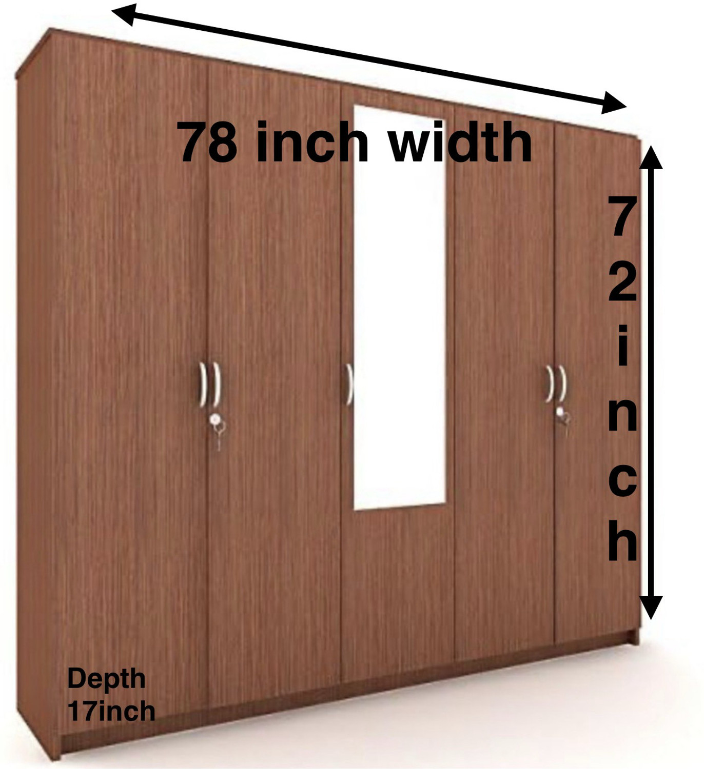 Image of CASPIAN Wooden Almirah for Clothes and Stacking space -Home Furniture Storage Engineered Wood 5 Door Wardrobe