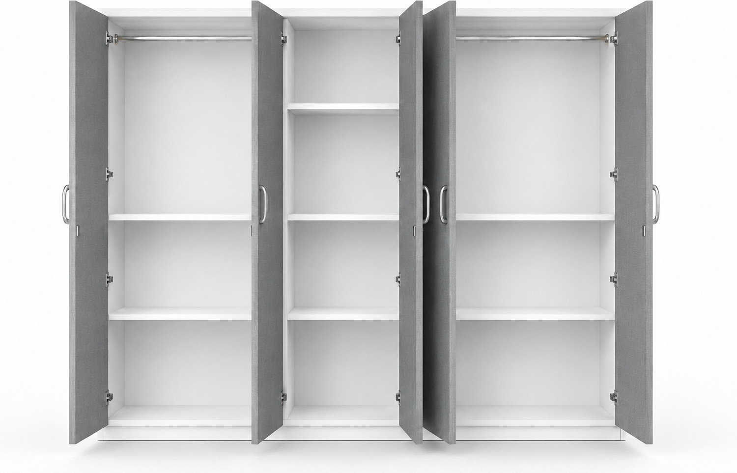 Image of Home Full Eric Frosty White With Grey Engineered Wood 5 Door Wardrobe