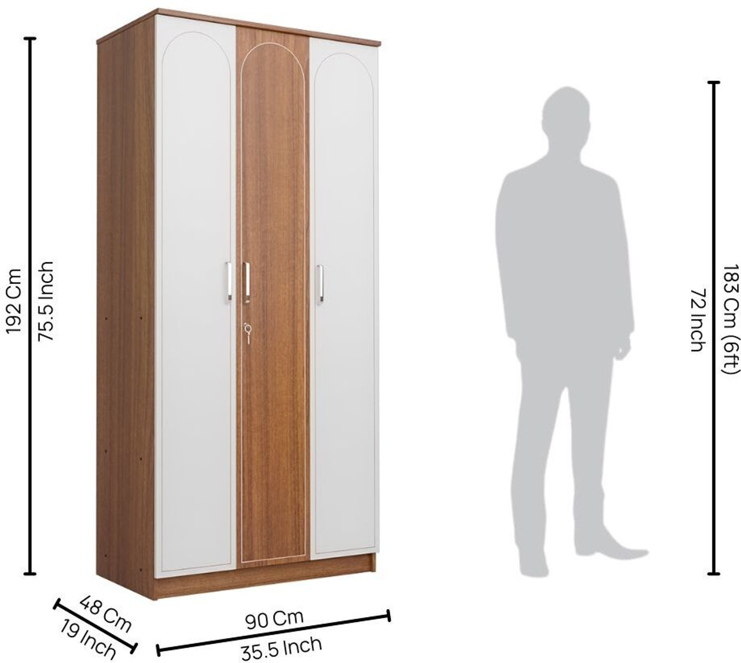 Image of neuspace Trio Engineered Wood 3 Door Wardrobe