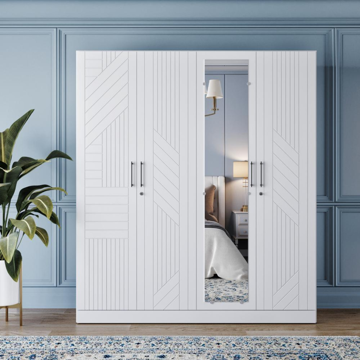 Image of Wakefit Tyrian Engineered Wood 4 Door Wardrobe