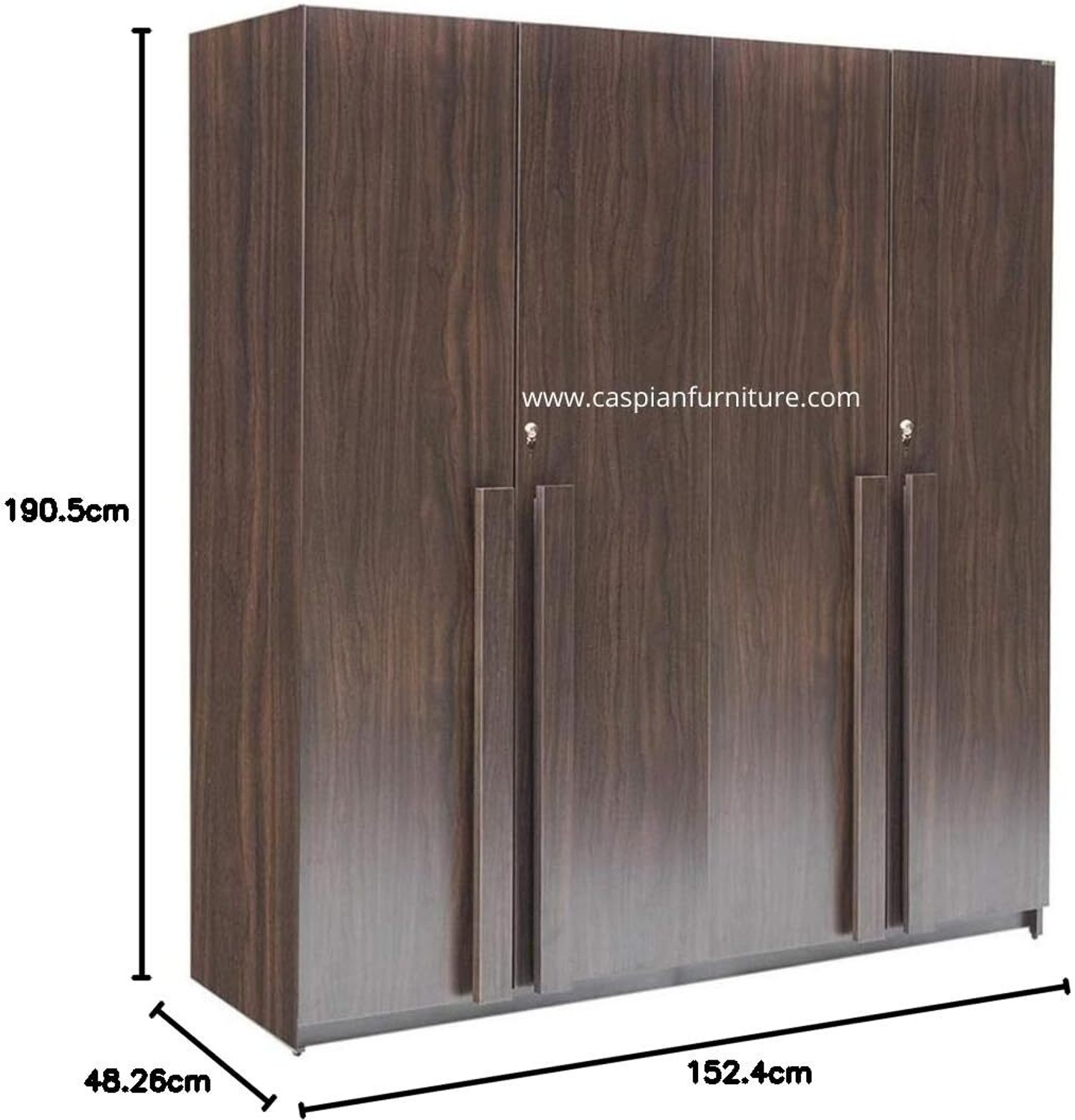Image of CASPIAN Wooden Almirah for Clothes and Stacking space -Home Furniture Storage Engineered Wood 4 Door Wardrobe
