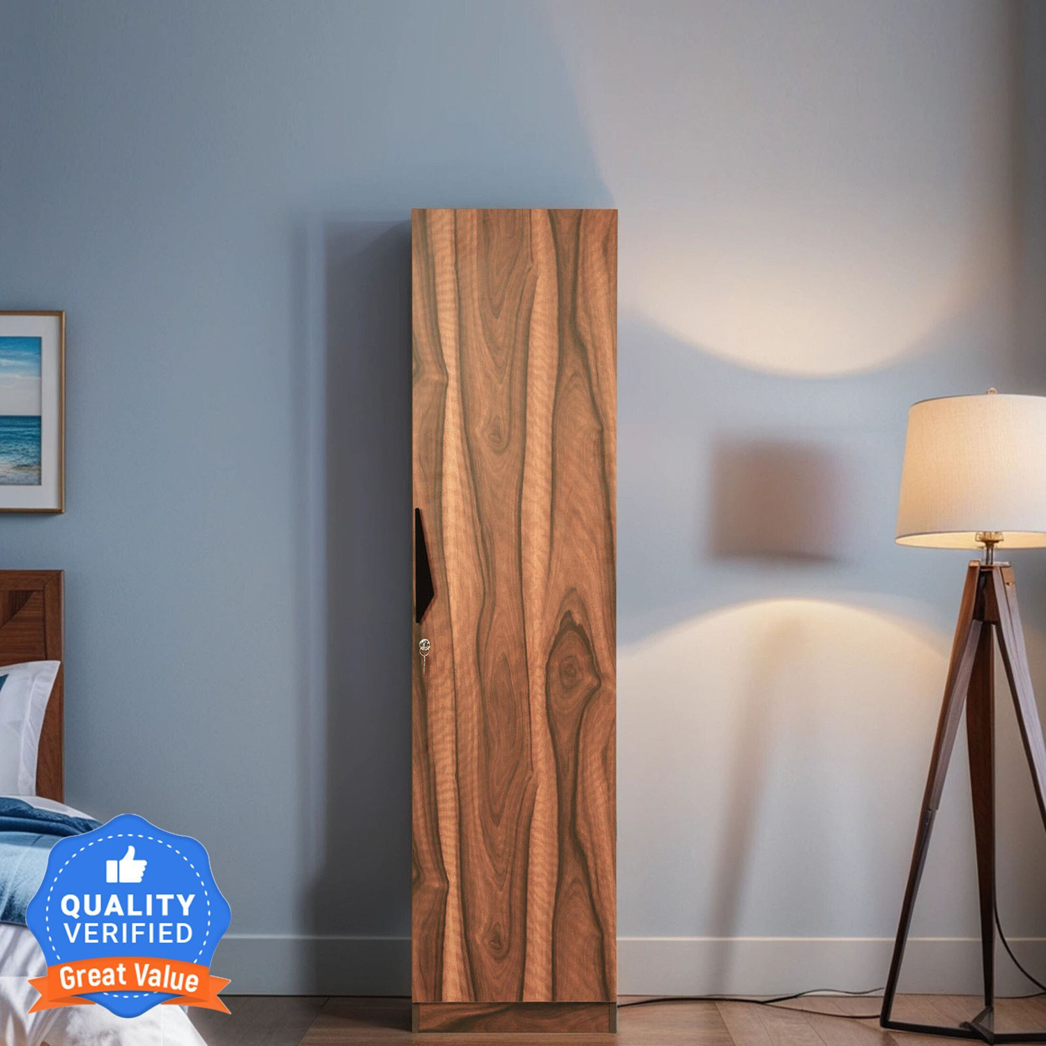 Image of Mintwud from Pepperfry Maya 1 Door Wardrobe In Vintage Sheesham Finish Engineered Wood 1 Door Wardrobe