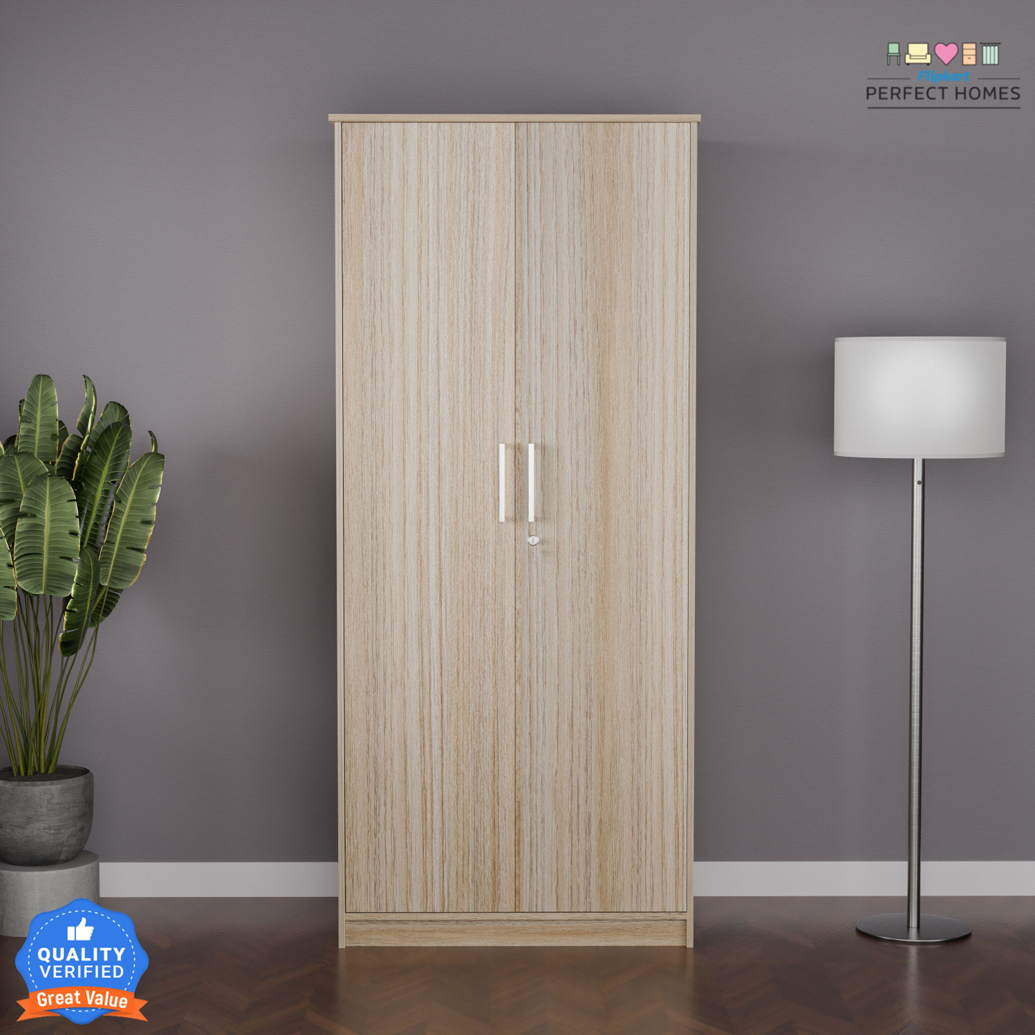 Image of Flipkart Perfect Homes Engineered Wood 2 Door Wardrobe