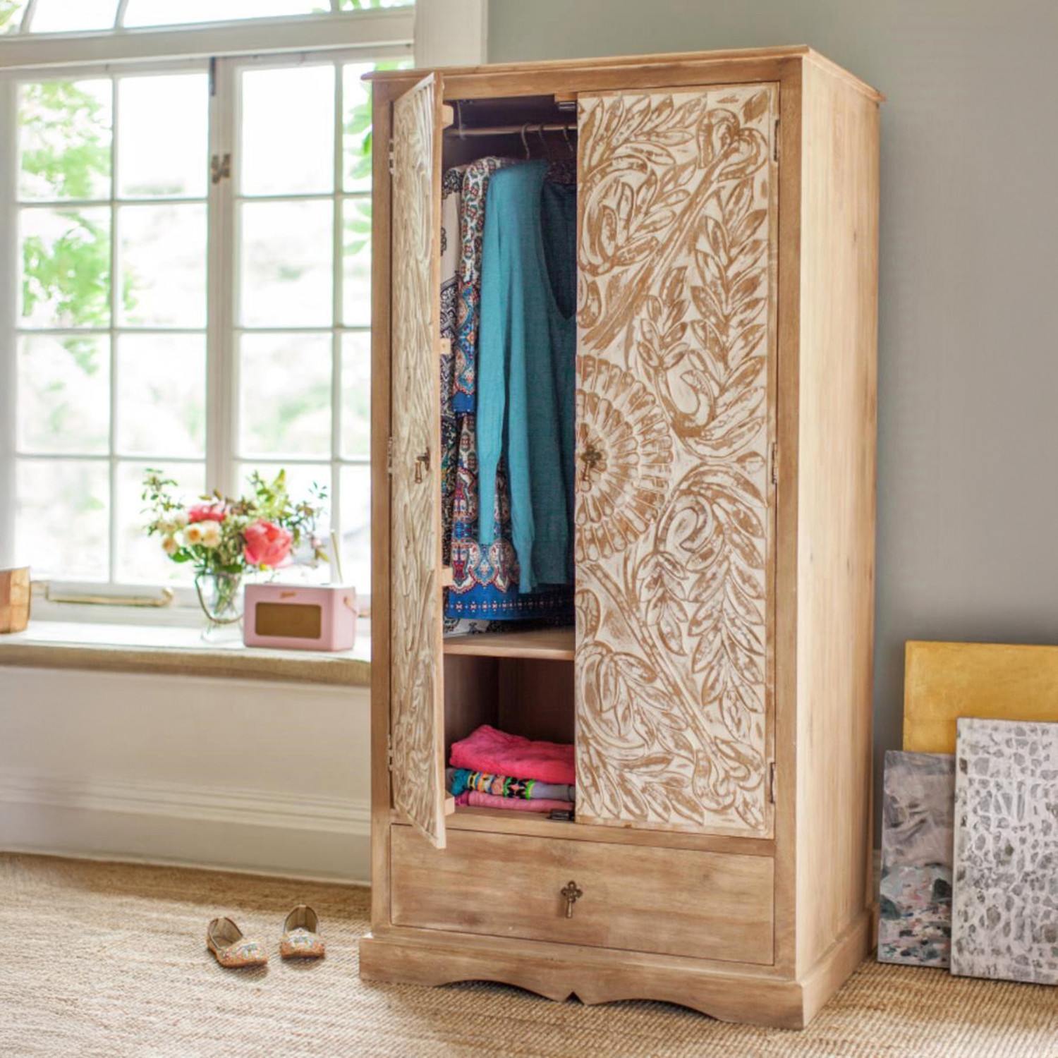 Image of THE ATTIC Solid Wood 2 Door Wardrobe