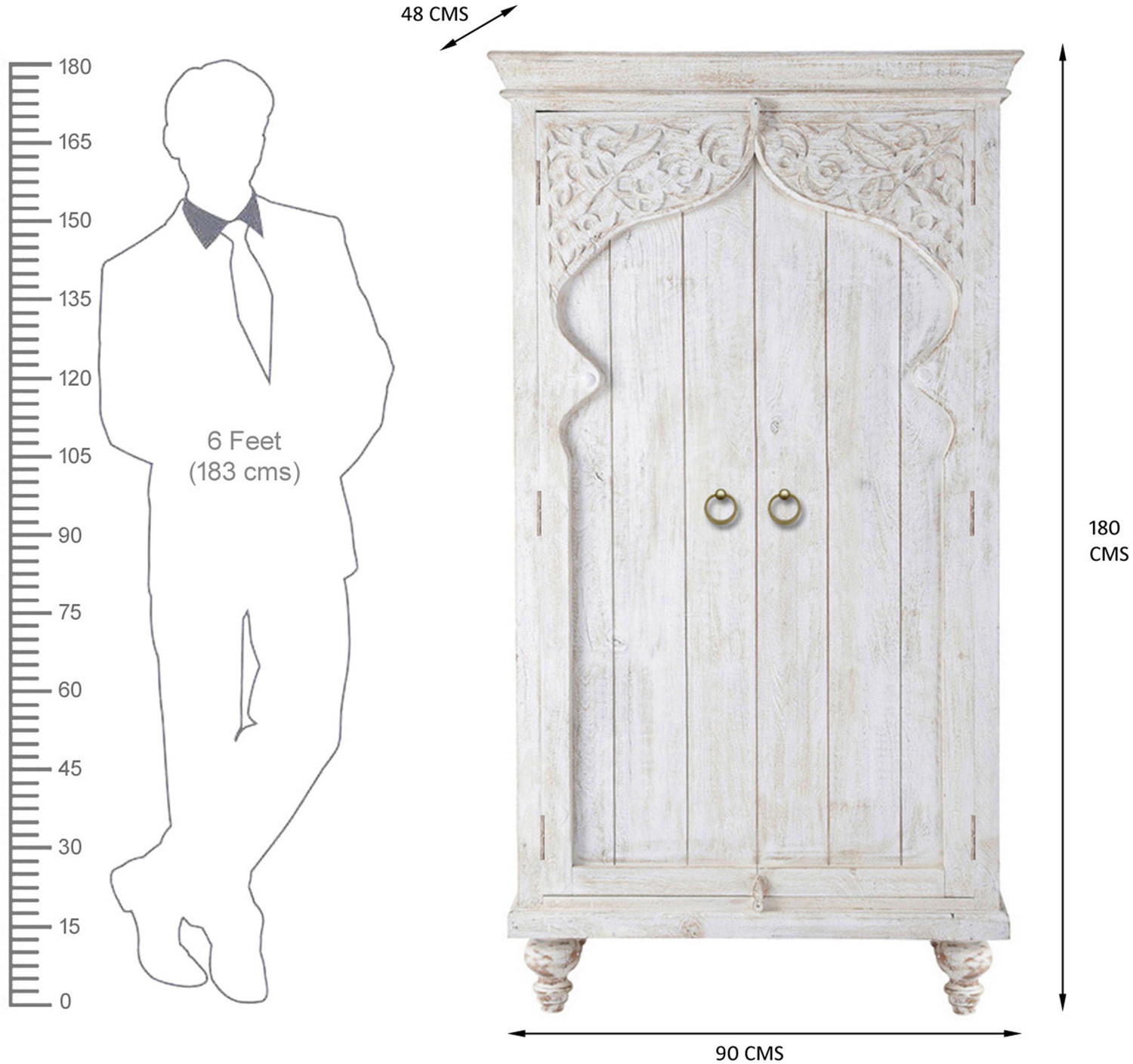 Image of THE ATTIC Solid Wood 2 Door Wardrobe