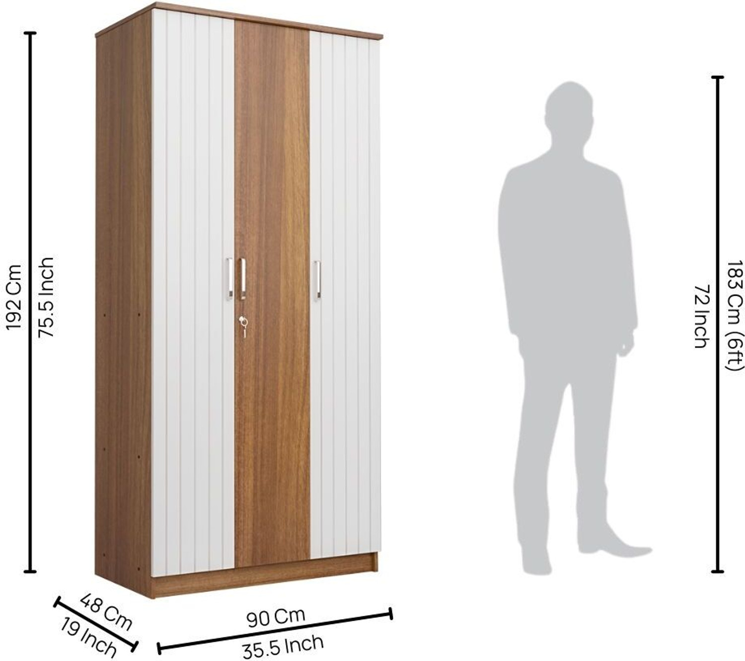 Image of neuspace Trio Engineered Wood 3 Door Wardrobe