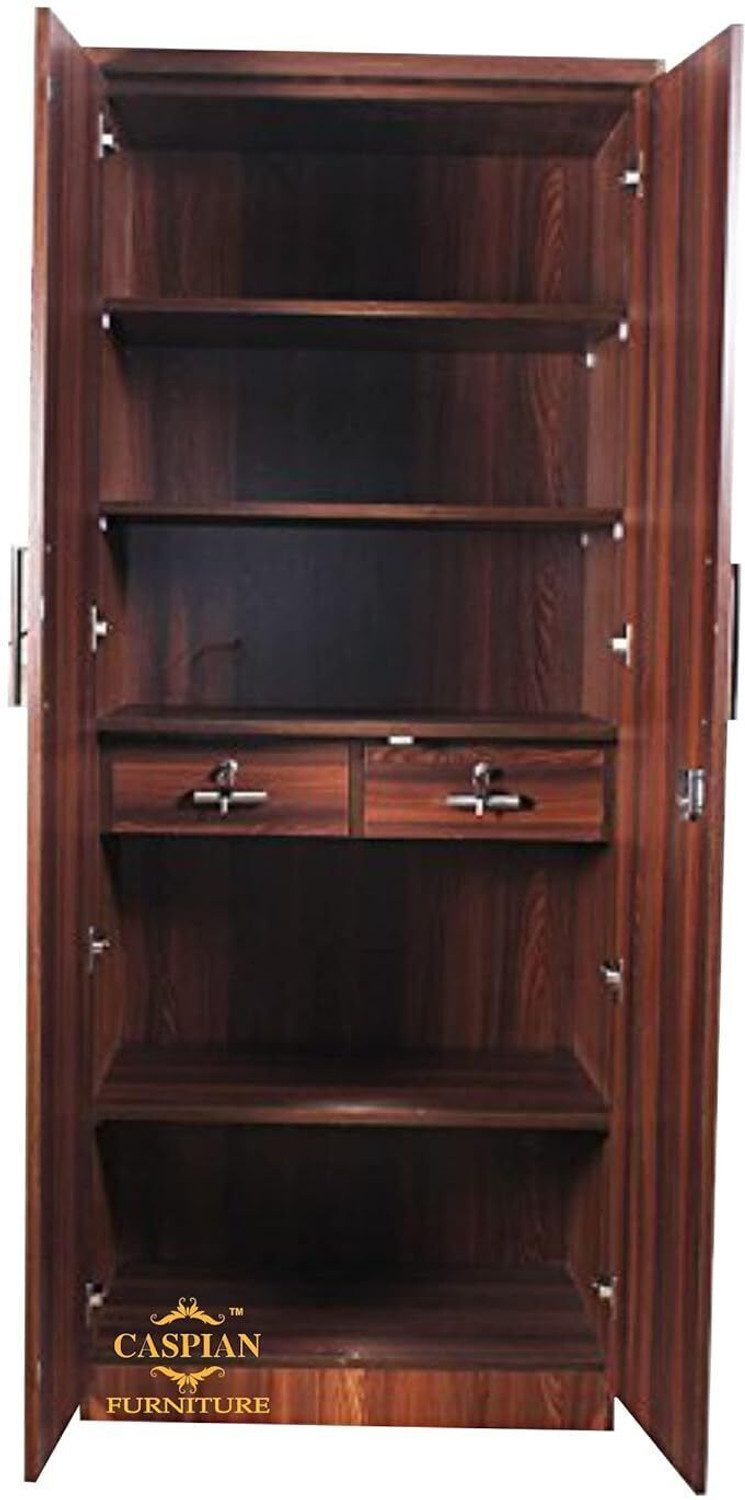 Image of CASPIAN Wooden Almirah for Clothes and Stacking space -Home Furniture Storage Engineered Wood 2 Door Wardrobe