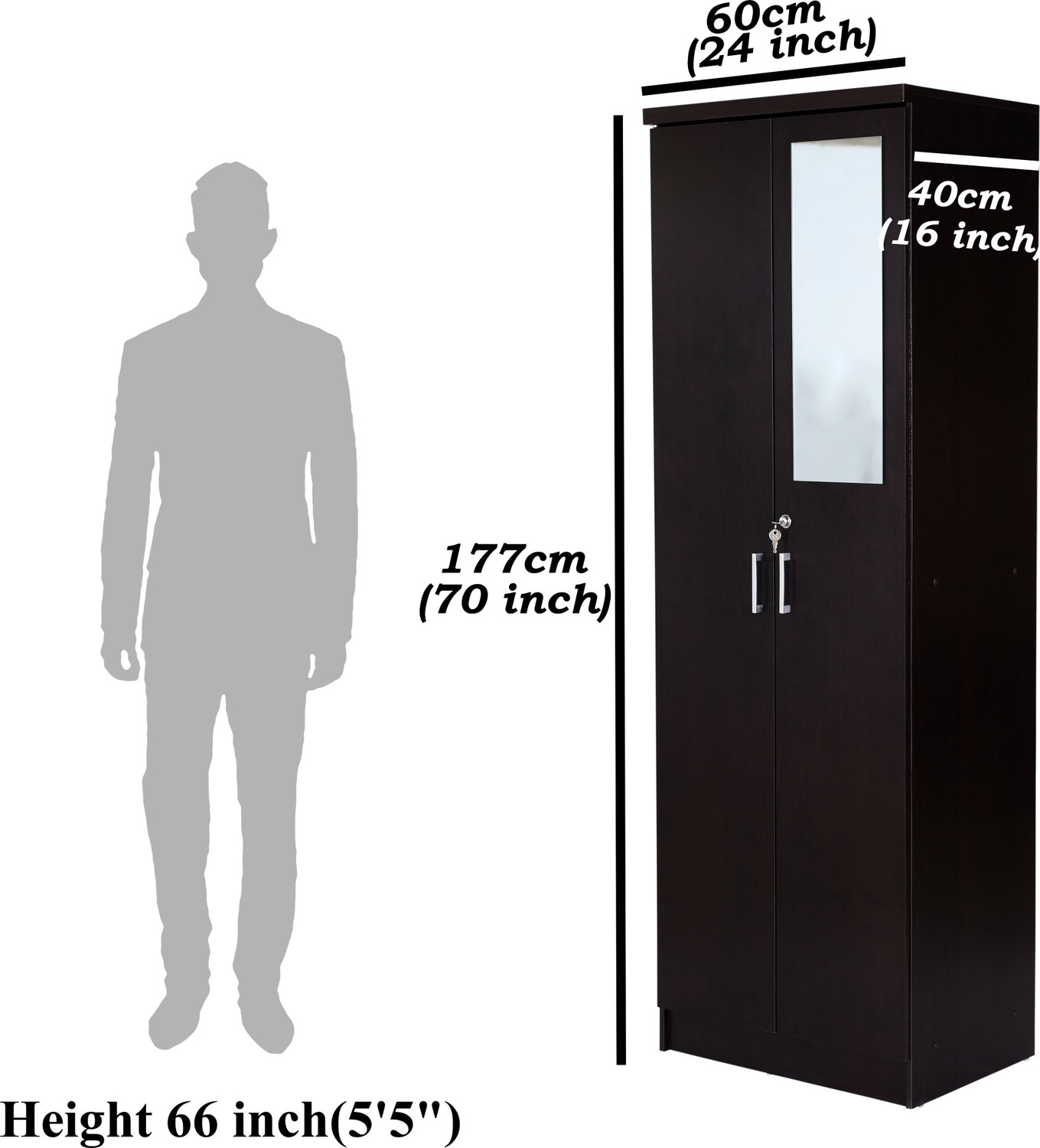 Image of DeckUp Cove Engineered Wood 2 Door Wardrobe