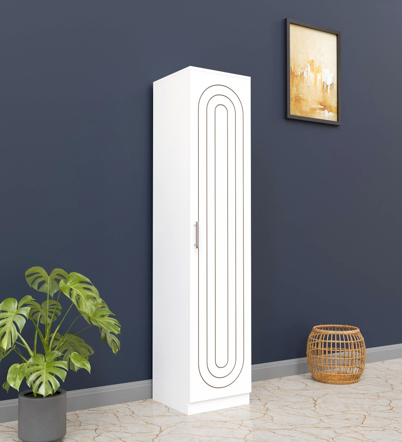 Image of Flipkart Perfect Homes Multipurpose Space Saving Wooden Wardrobe | Stylish White Door Storage Unit Engineered Wood 1 Door Wardrobe