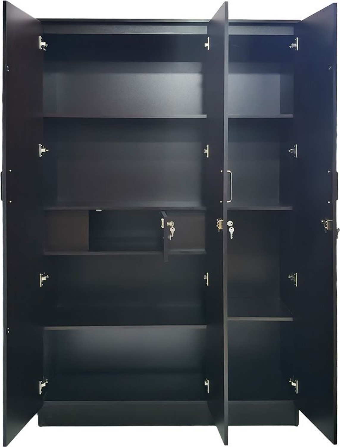 Image of KIK Verna 3 Door Wardrobe with Locker - Wenge Finish | Engineered Wood Almirah Engineered Wood 3 Door Wardrobe