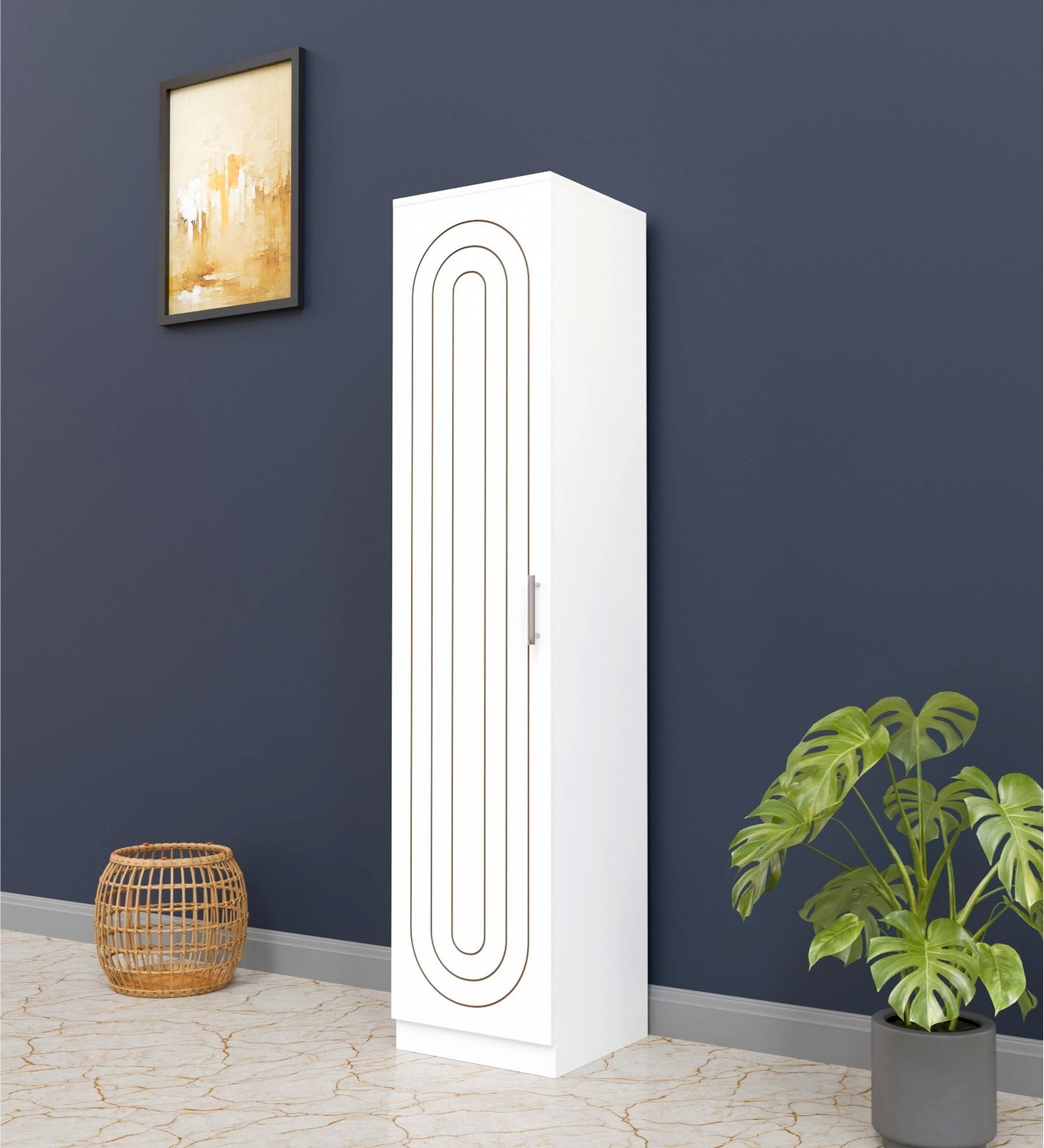 Image of Flipkart Perfect Homes Multipurpose Space Saving Wooden Wardrobe | Stylish White Door Storage Unit Engineered Wood 1 Door Wardrobe