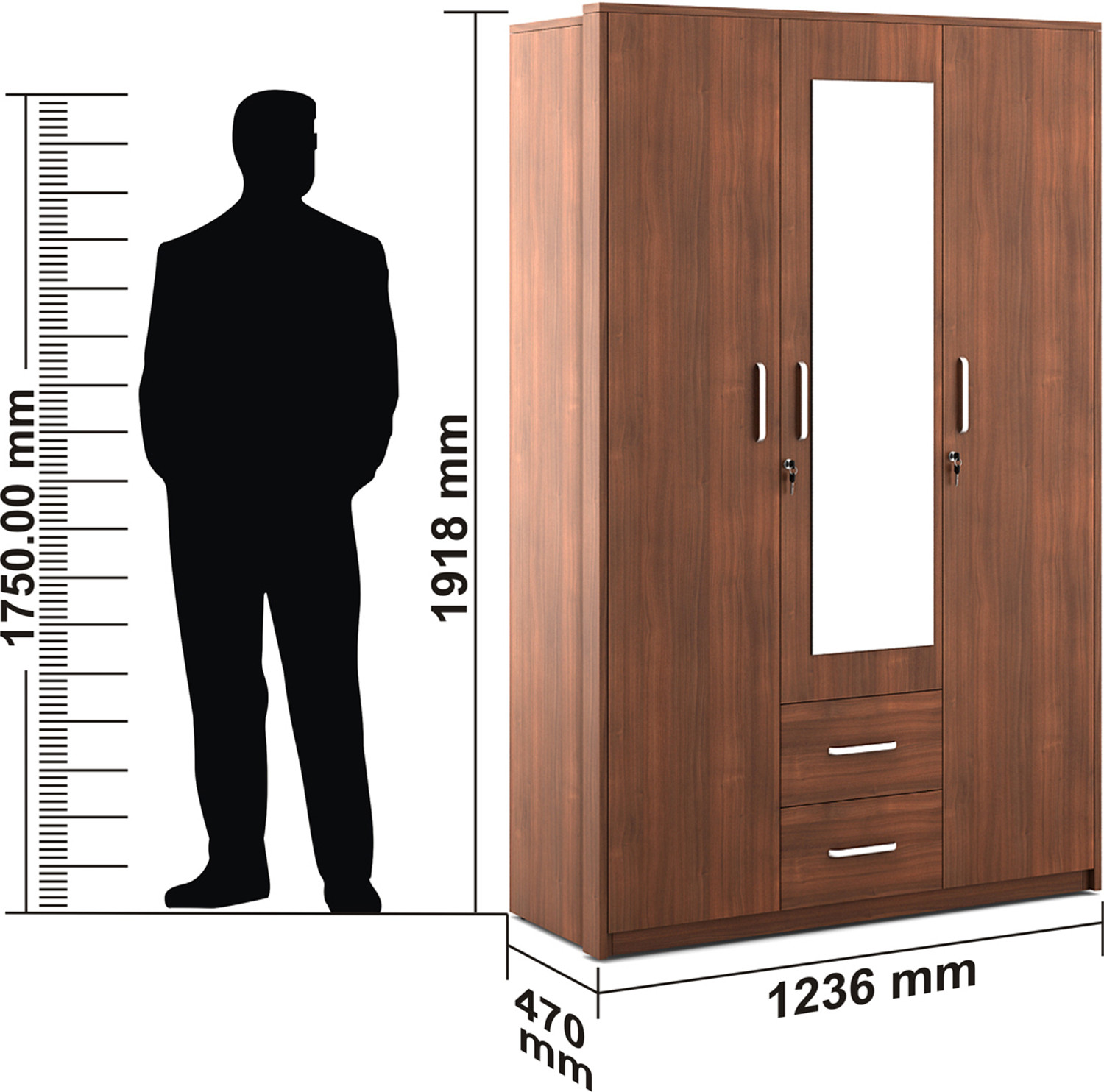 Image of SPACEWOOD APEX Engineered Wood 3 Door Wardrobe