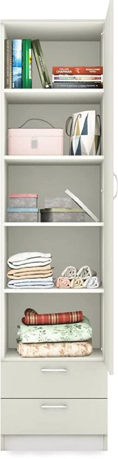 Image of CASPIAN Wooden Almirah for Clothes and Stacking space -Home Furniture Storage Engineered Wood 1 Door Wardrobe