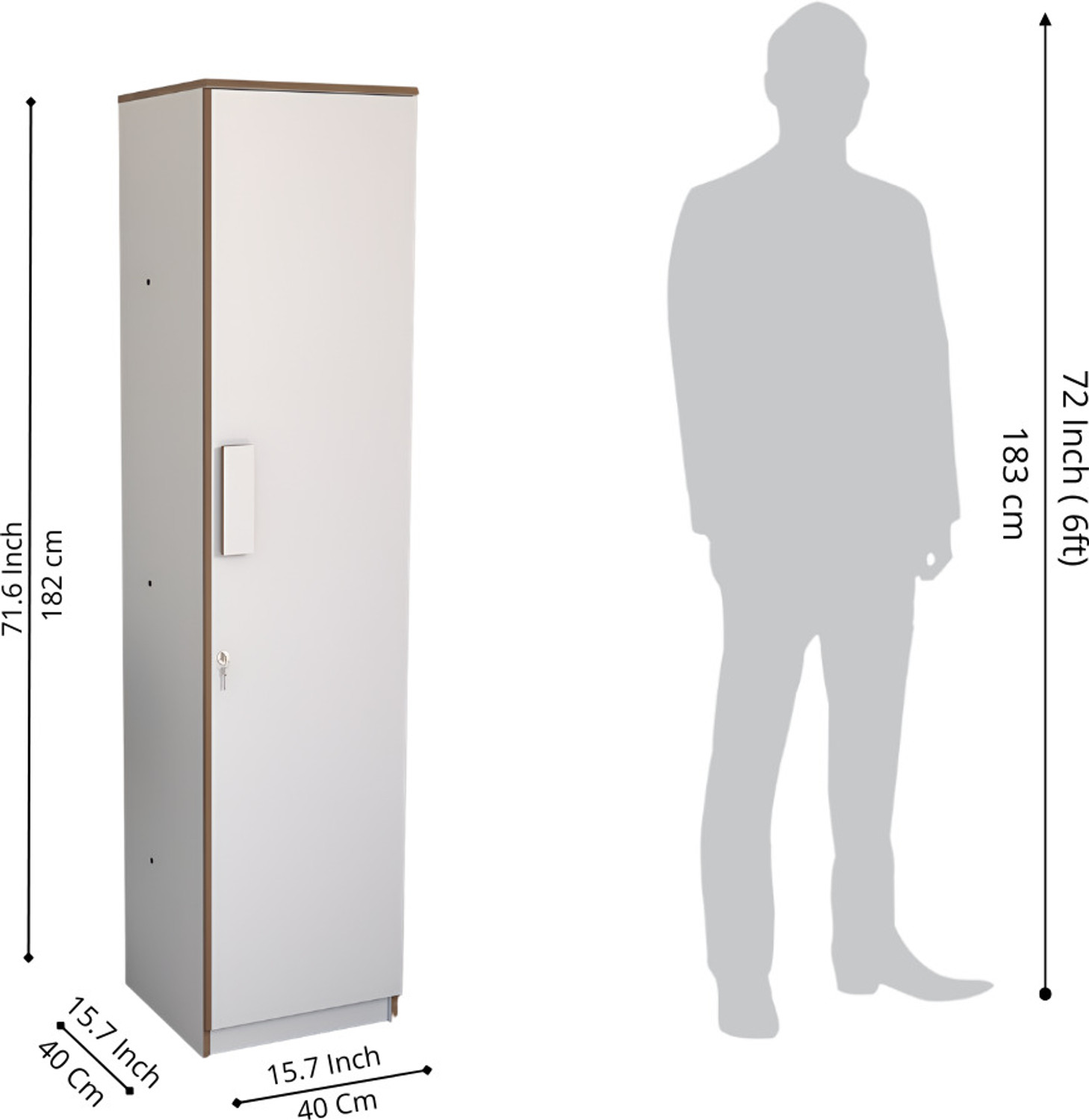 Image of neuspace Uno Engineered Wood 1 Door Wardrobe