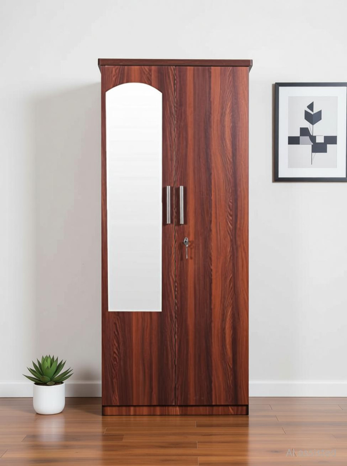 Image of CASPIAN Wooden Almirah for Clothes and Stacking space -Home Furniture Storage Engineered Wood 2 Door Wardrobe