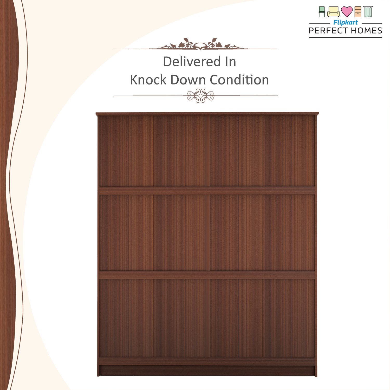 Image of Flipkart Perfect Homes Julian Engineered Wood 4 Door Wardrobe