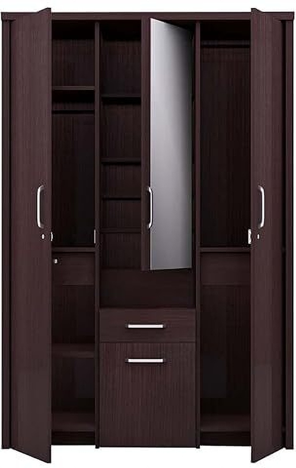 Image of CASPIAN Wooden Almirah for Clothes and Stacking space -Home Furniture Storage Engineered Wood 3 Door Wardrobe