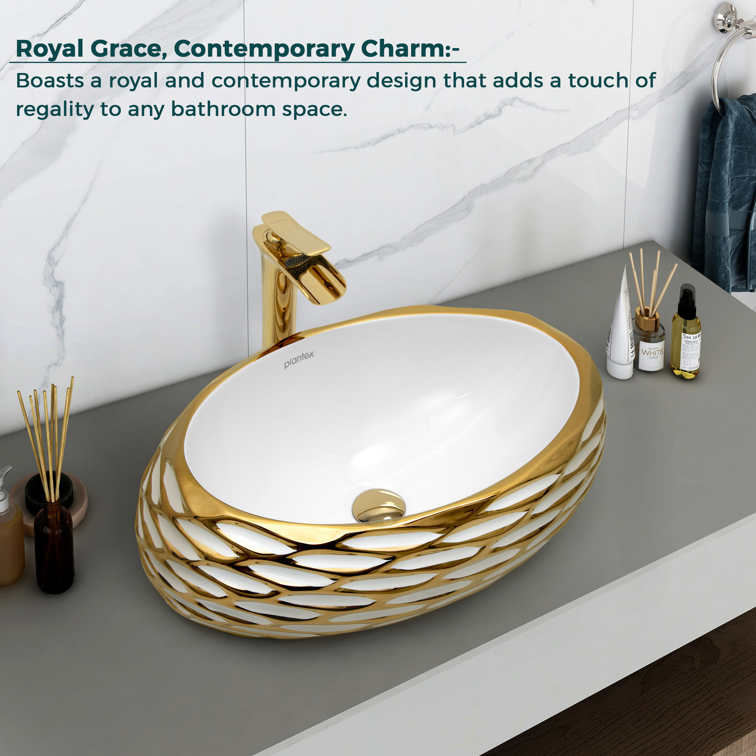 Image of Plantex Ceramic Basin for Bathroom /Table Top Basin /Washbasin for Bathroom - (EQTT-593) Counter Top