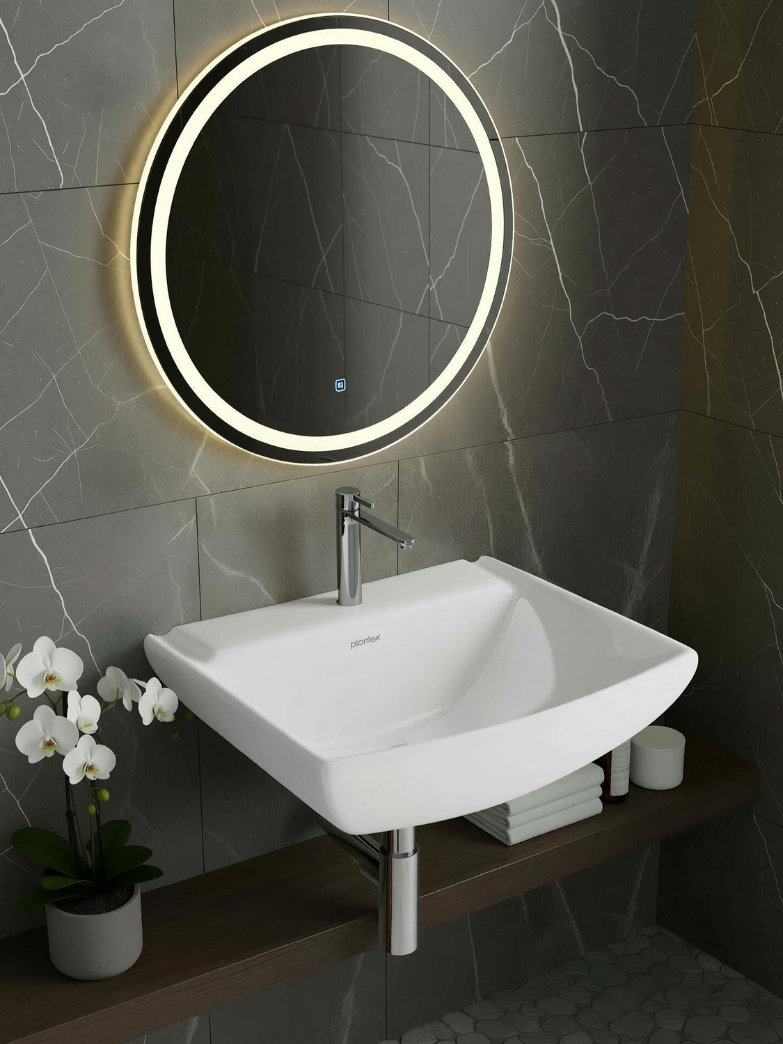 Image of Plantex Washbasin for Bathroom /Wall hung Washbasin /Bathrom Basin Ceramic Wash Basin /Wash Basin for Bathroom /Basin for Home- (APS-1174) Wall Hung Basin (White)