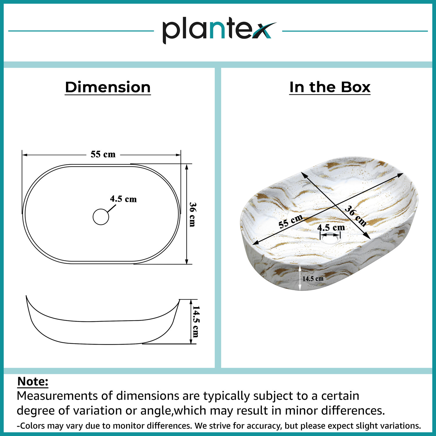 Image of Plantex Tabletop Wash Basin for Bathroom /Designer Ceramic Basin /Wash Basin for Home Counter Top