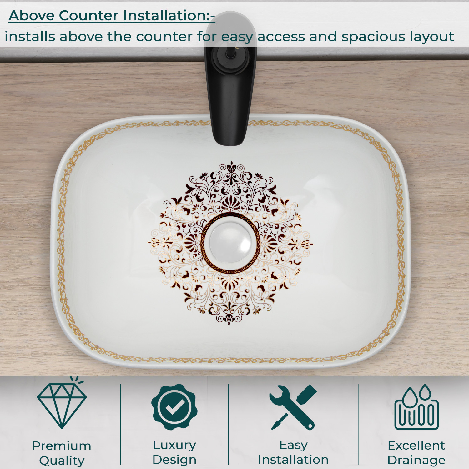 Image of Plantex Ceramic Wash basin /Multi Color basin /Basin for Bathroom /Countertop basin (EQTT-520) Counter Top