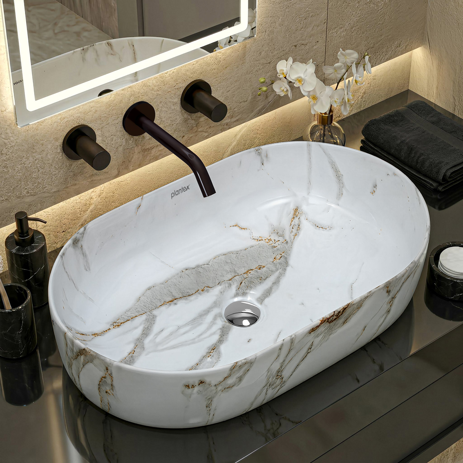 Image of Plantex Wash Basin for Bathroom /Counter Top Basin Ceramic Wash Basin for Bathroom /Tabletop Wash Basin /Washbasin for Home-(MS-2207) Counter Top