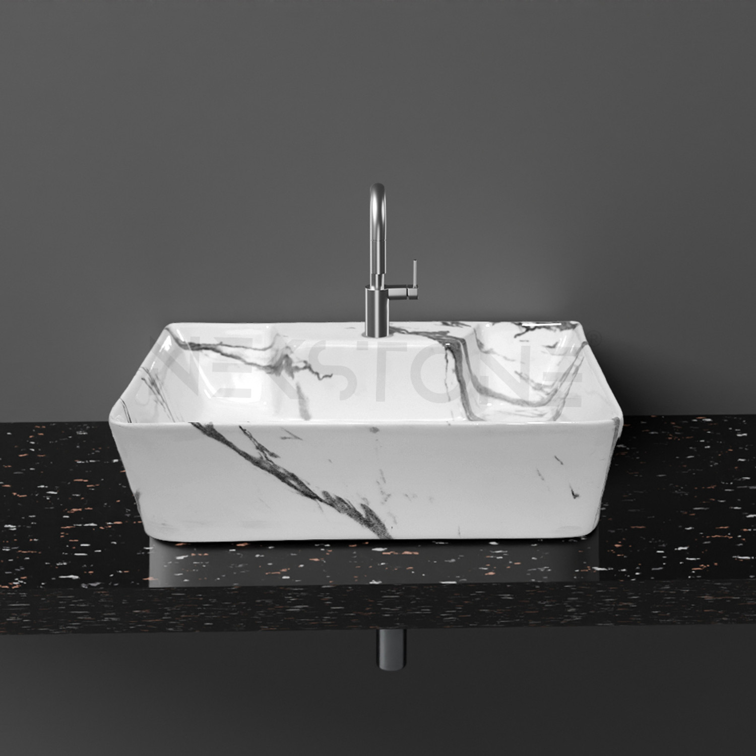 Image of NEKSTONE Wall Mount basin & tebal top basin Ceramic Wash Basin Glossy 712 (12x16x5 inch) Table Top Basin (multicolor)