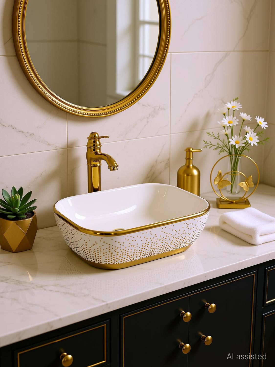 CARENS Ceramic Wash Basin 18x13x10 Inch Table Top Bathroom Basin JLS-0439 Table Top Basin