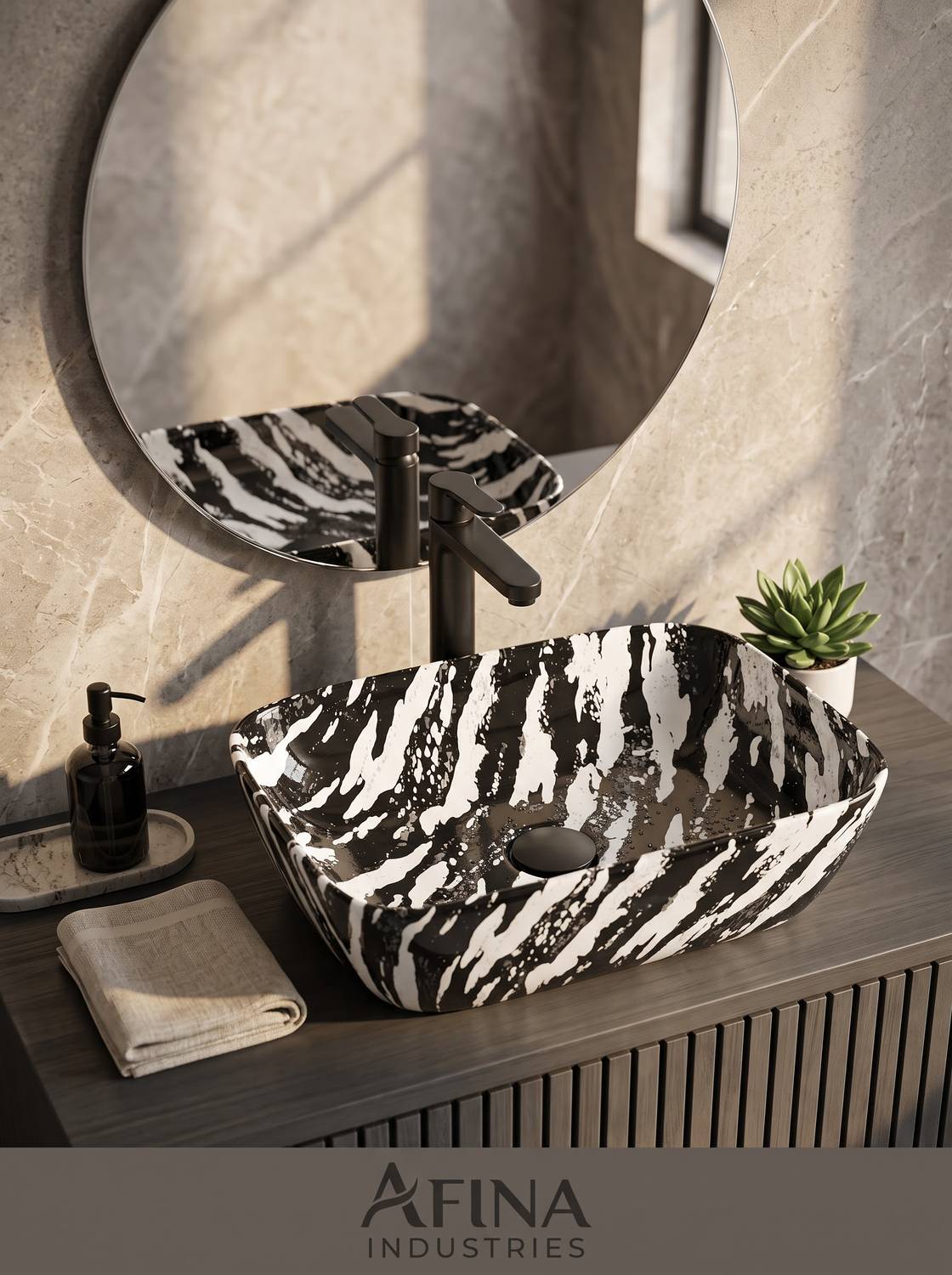 AFINA INDUSTRIES BASIN Table Top Wash Basin JSD 1033(L45xW32.5xH12.5Cm) Very Stylish Bathroom Luxury Ceramic Wash Basin Table Top Basin