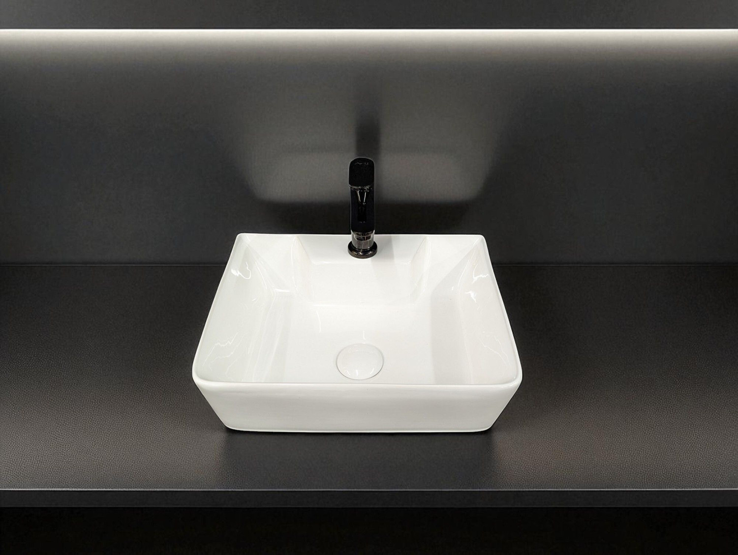 Image of DELTA Table Top & Wall Mount Ceramic Wash Basin(White) DD2(16*12*5)(White) Wall Hung Basin