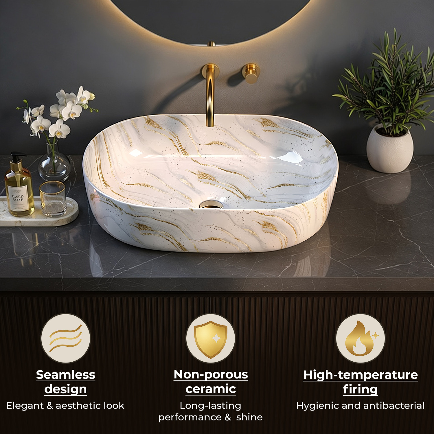 Image of Plantex Tabletop Wash Basin for Bathroom /Designer Ceramic Basin /Wash Basin for Home Counter Top