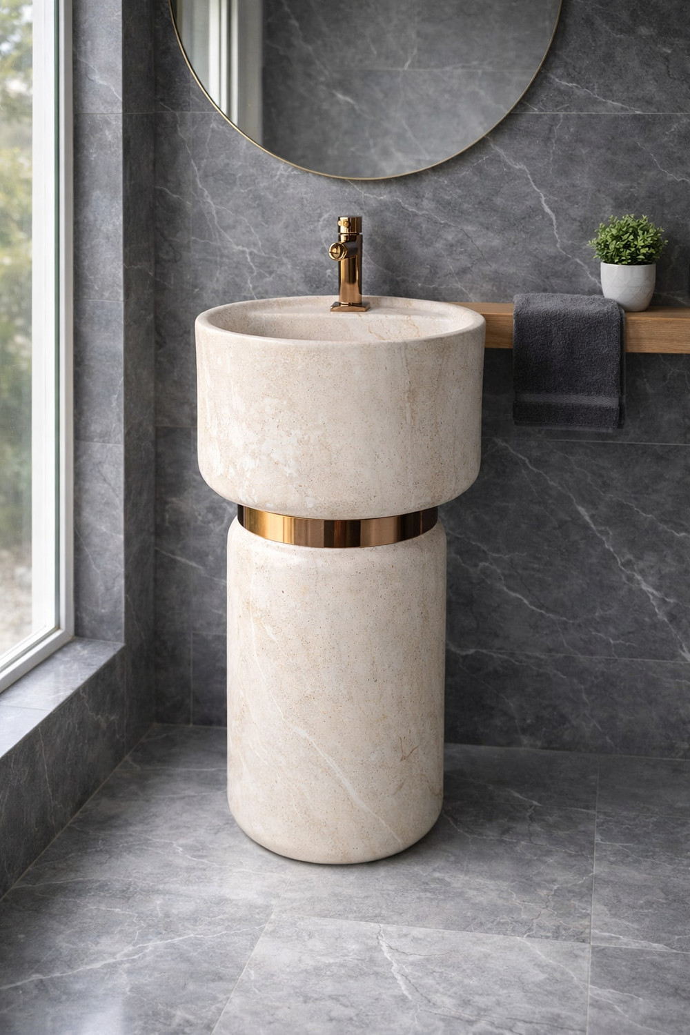 Image of DELTA SANITARYWARE Delta Sanitaryware Premium Designer Ceramic Pedestal Wash Basin(16*16*32) (Cello-1095) (matt) Pedestal Basin