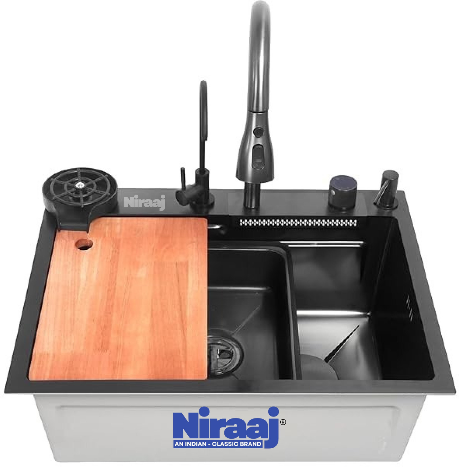 NIRAAJ 24x18 Waterfall Kitchen Sink N-WKS2418 Vessel Sink