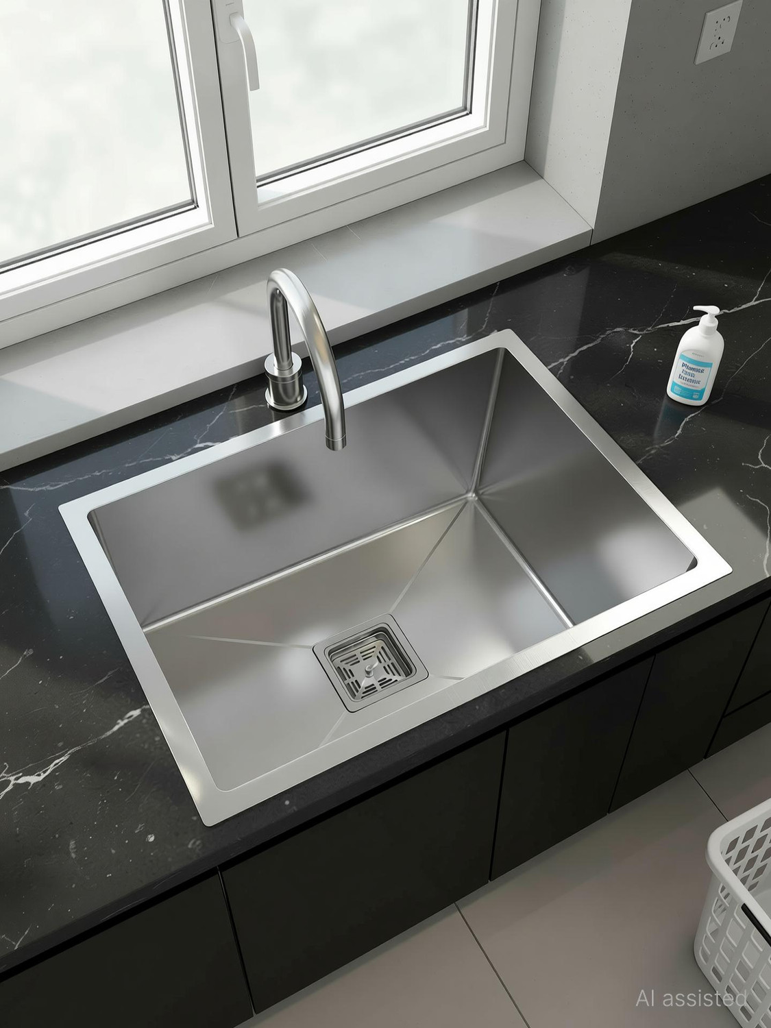 Image of Plantex Stainless Steel Kitchen Sink /Sink for Kitchen Stainless Steel Handmade Kitchen Sink With Drain Rack (24x18 Inches) Vessel Sink