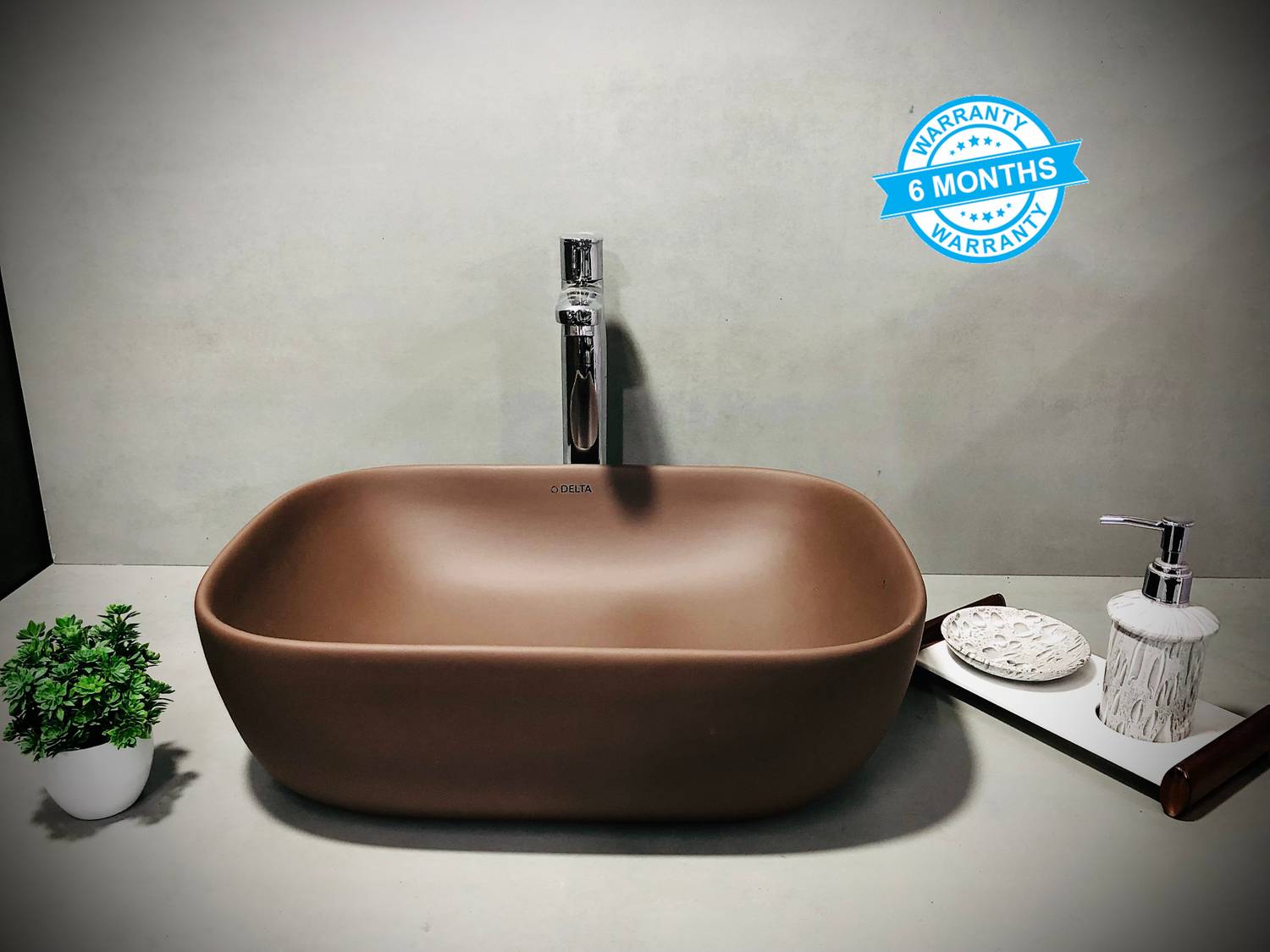 ALPHA Ultra Premium Designer Ceramic Wash Basin(Chocolate Brown Matt) (18*13*5.1)(Chocolate Brown Matt) Table Top Basin
