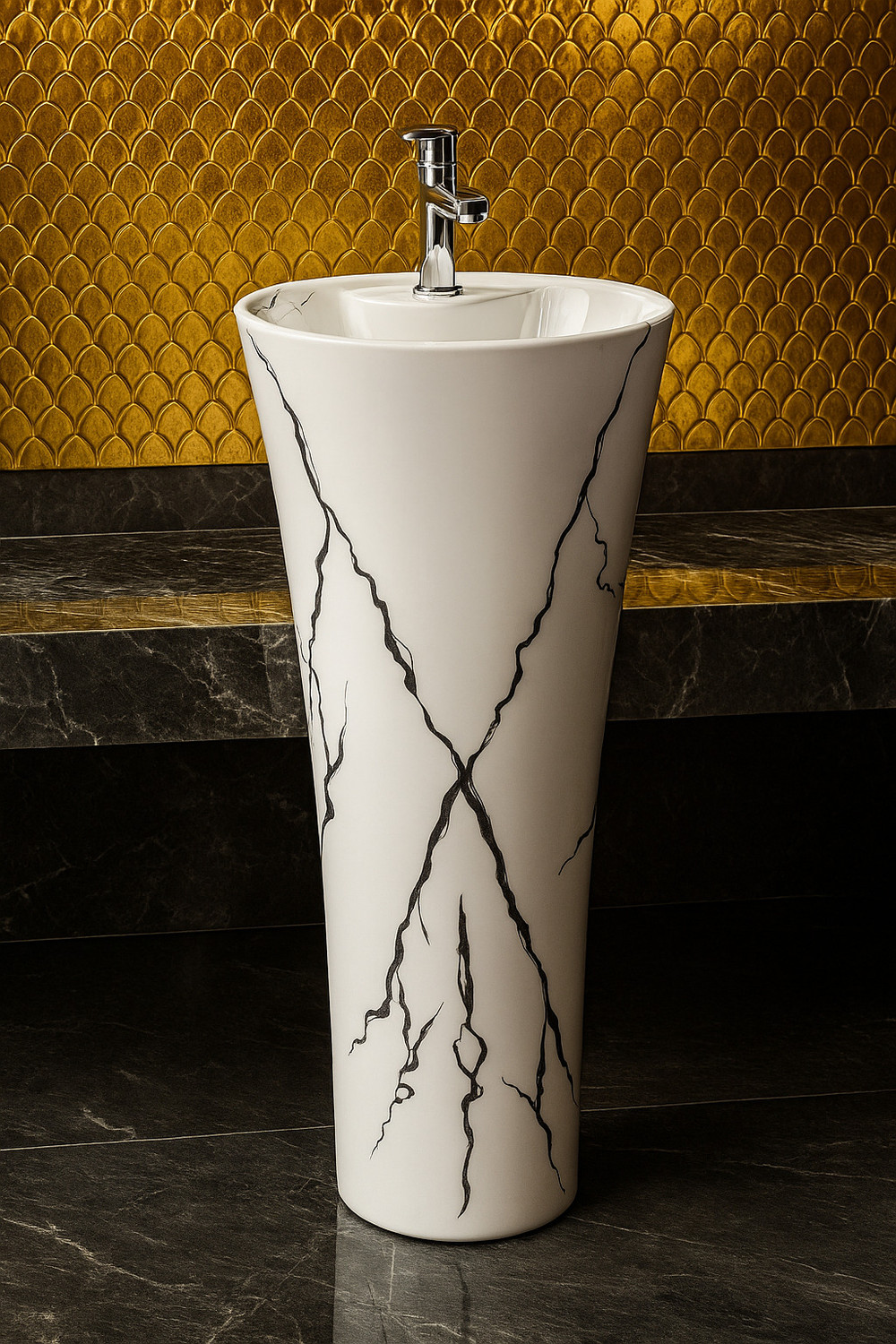 Image of CARA MARK |Wash Basin |Basin|Pedestal wash basin| Space-Saving Free-Standing Bathroom Sink, Easy-Clean & Durable| Pedestal Basin