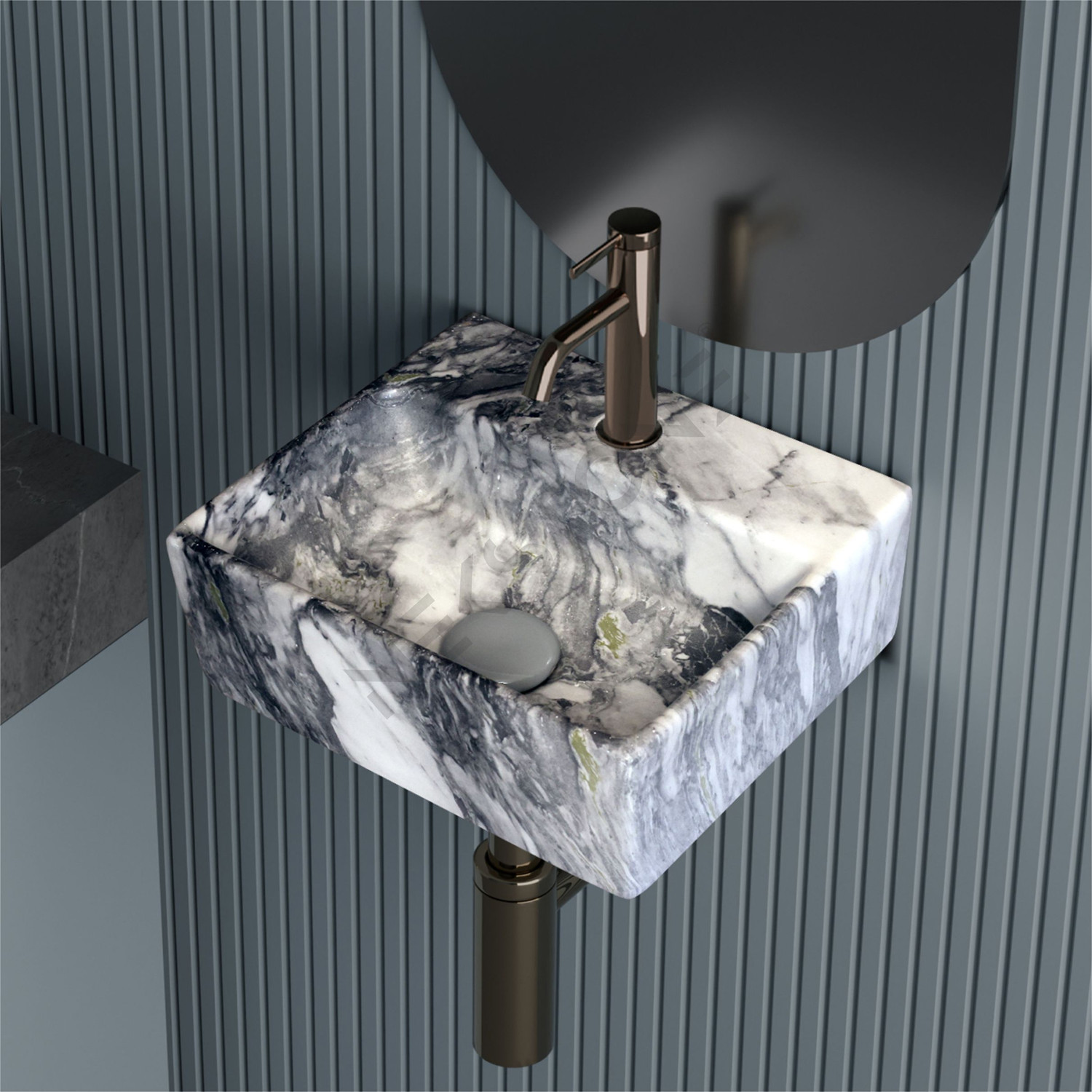 Image of NEKSTONE Wall Mount basin & tebal top basin Ceramic Wash Basin Glossy 813 Wall Hung Basin