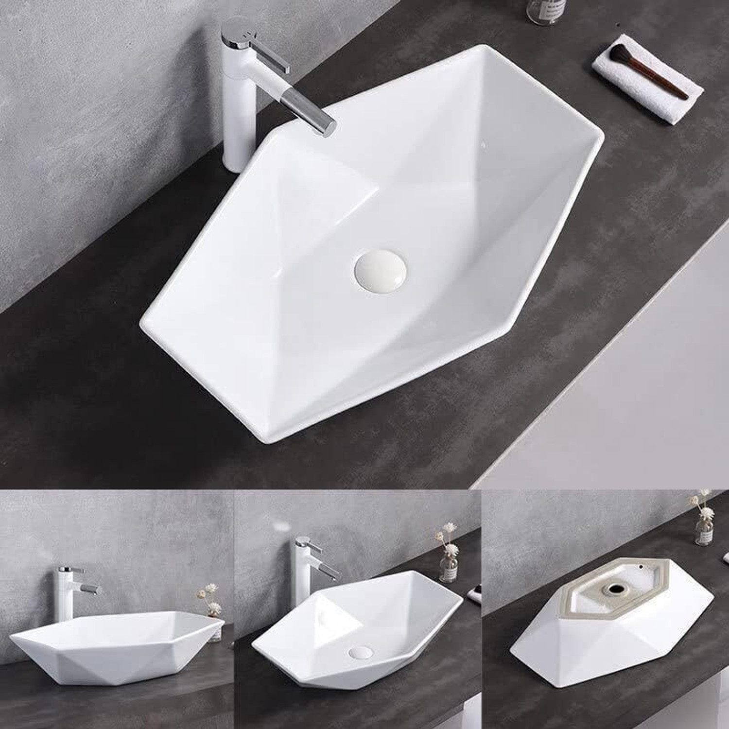 Image of clayplus Ceramic Wash Basin PREMIUM GRADE CERAMIC TABLE TOP WASH BASIN ( 23 * 14 ) Table Top Basin
