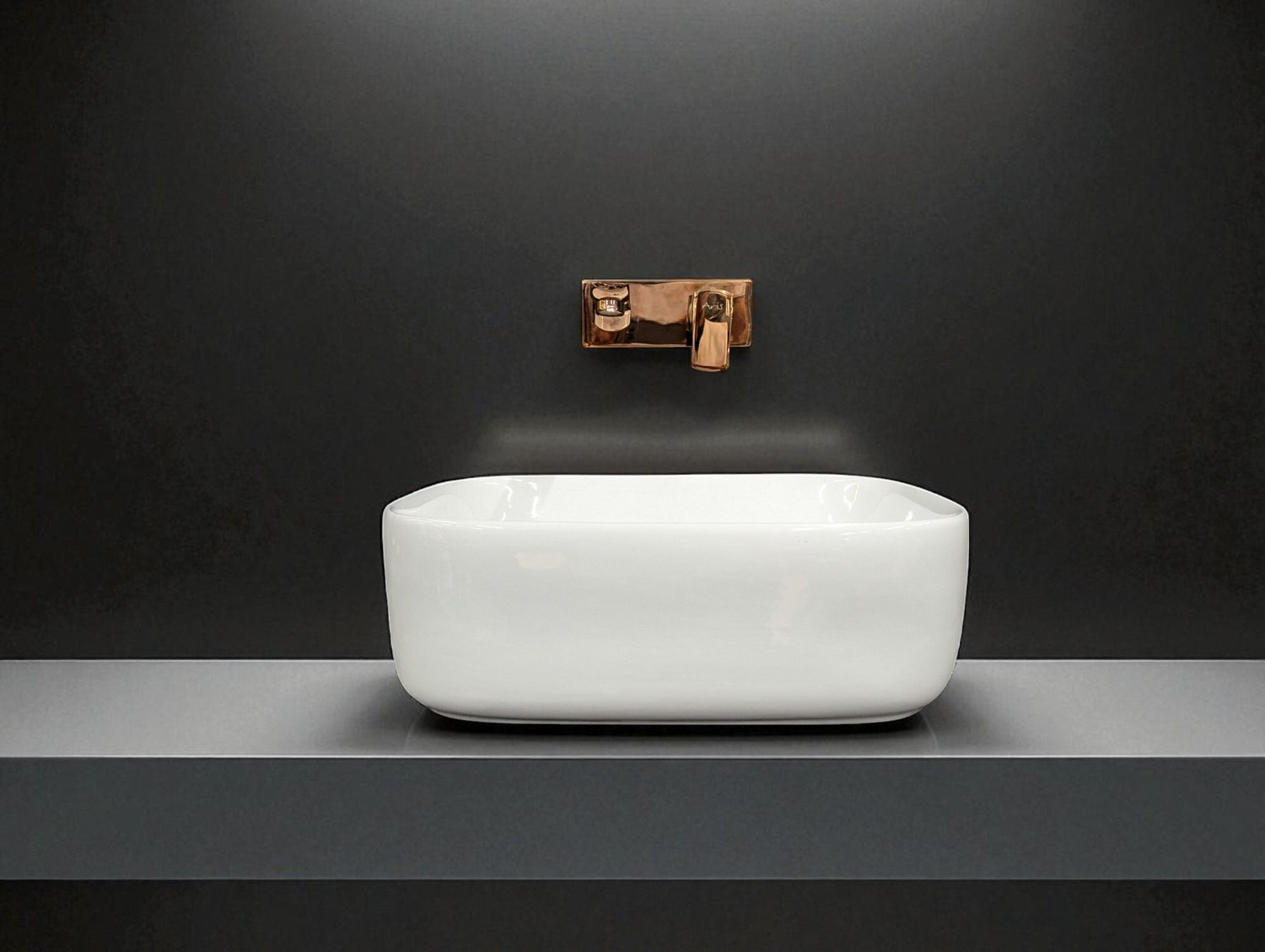 Image of DELTA Premium White Ceramic Wash Basin(White) (16x12x6)(White-Round) Table Top Basin