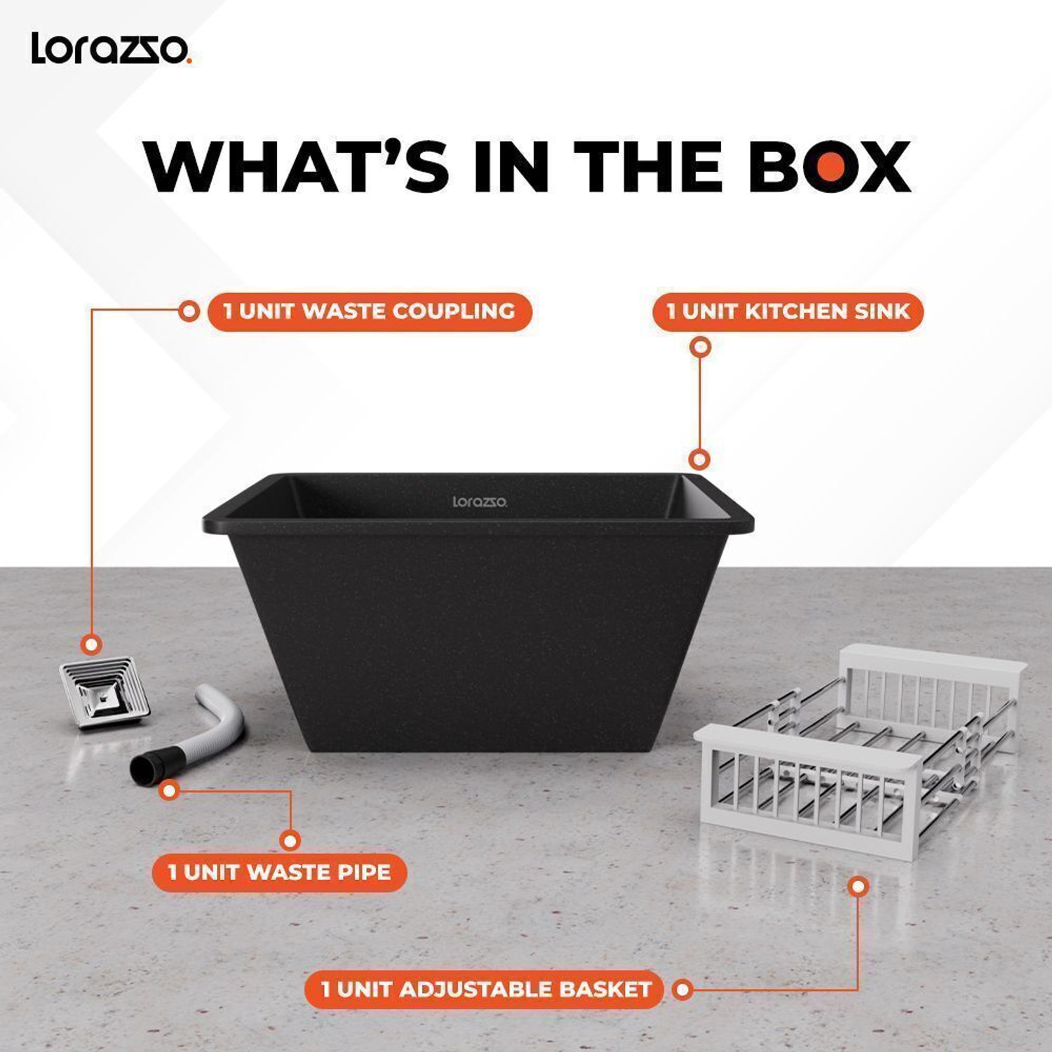 Image of Lorazzo Quartz Kitchen Sink - 21X18 Vessel Sink