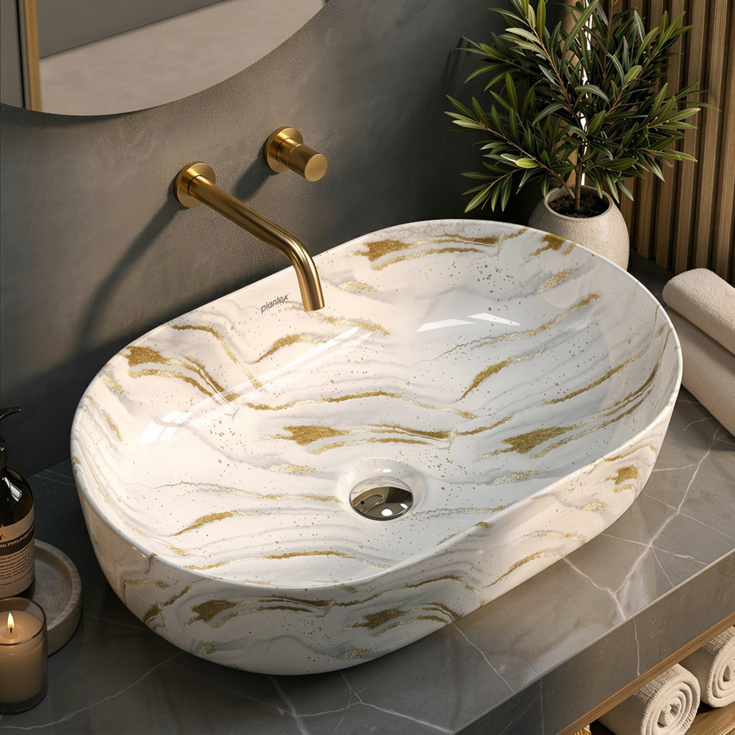 Image of Plantex Tabletop Wash Basin for Bathroom /Designer Ceramic Basin /Wash Basin for Home Counter Top