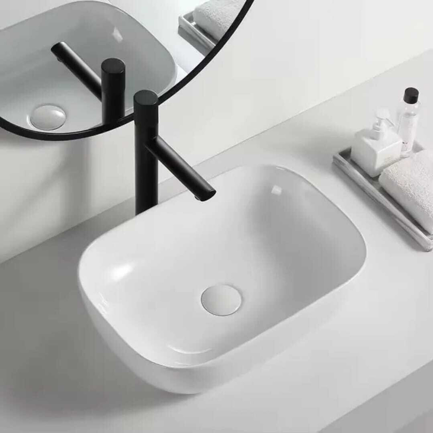 Image of Flipkart Perfect Homes Premium Ceramic Wash basin Counter top basin 18x13x5 inch white Table Top Basin