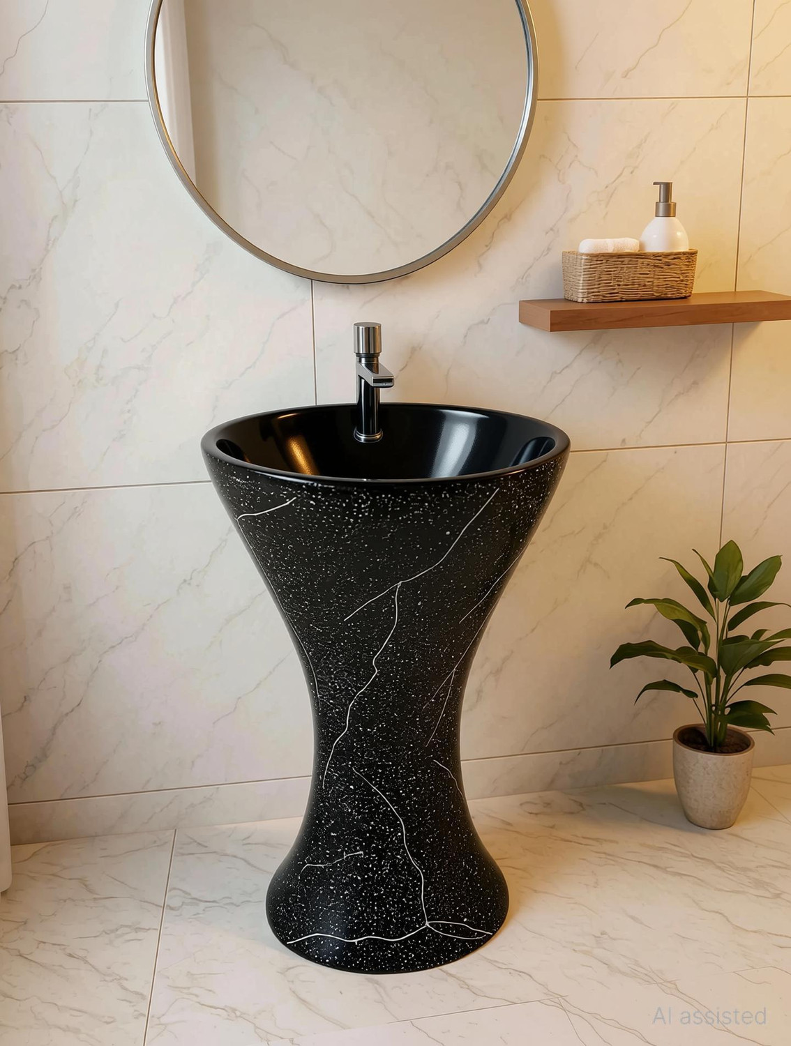 Image of CARA MARK wash basin standing|Handcrafted - Every Piece is Unique| pedestal wash basin /pedestal basin for dining hall / Pedestal Basin