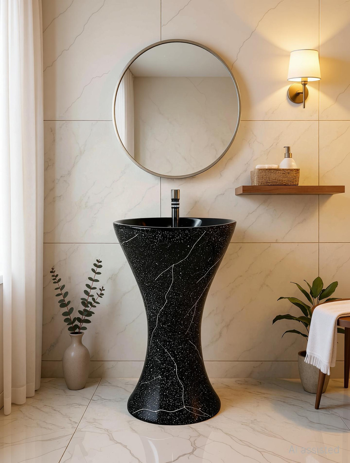 Image of CARA MARK wash basin standing|Handcrafted - Every Piece is Unique| pedestal wash basin /pedestal basin for dining hall / Pedestal Basin